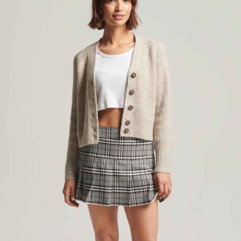 Superdry Jessica V-Neck Women's Beige Cardigan US 10